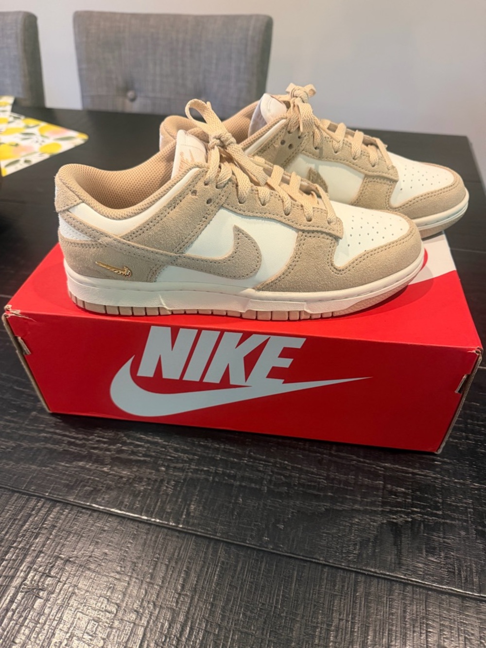 Women’s Nike Dunk Low in Beige and White